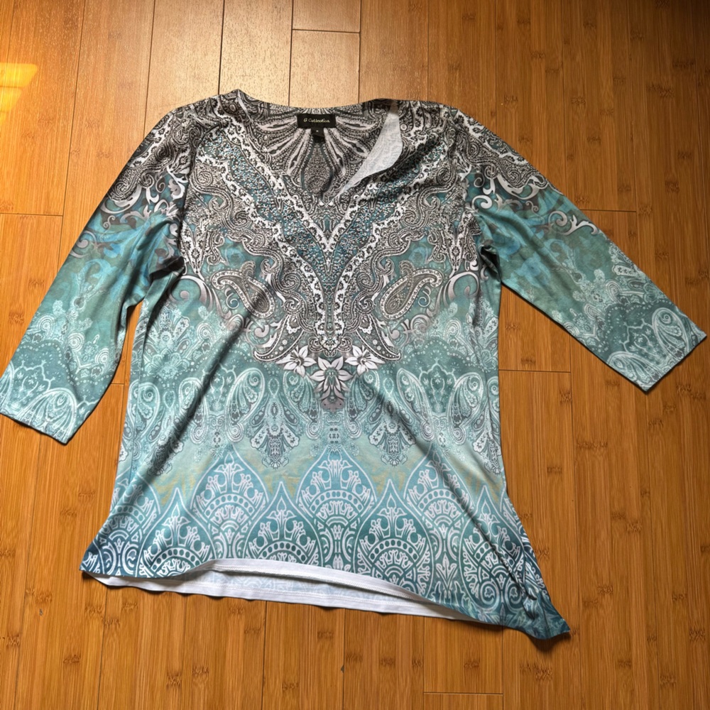 Paisley Print Blue Top